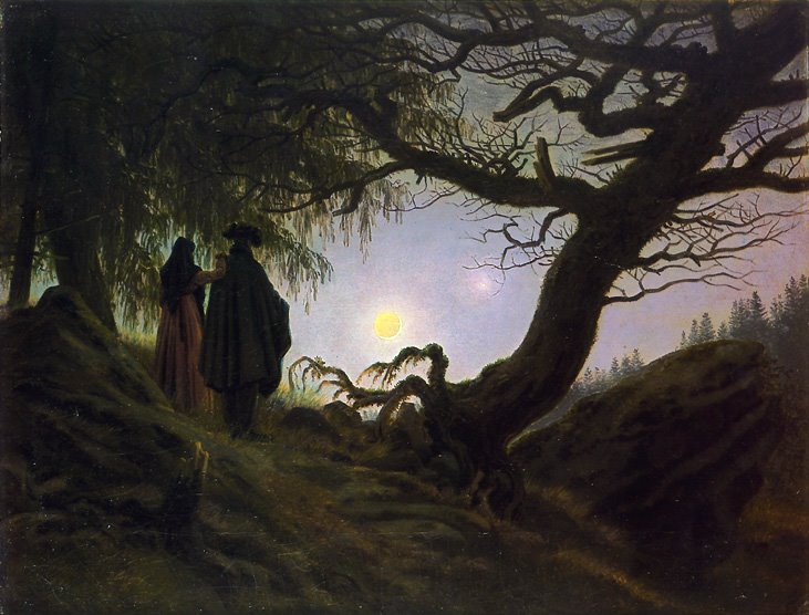 Man And Woman Contemplating The Moon by Caspar David Friedrich